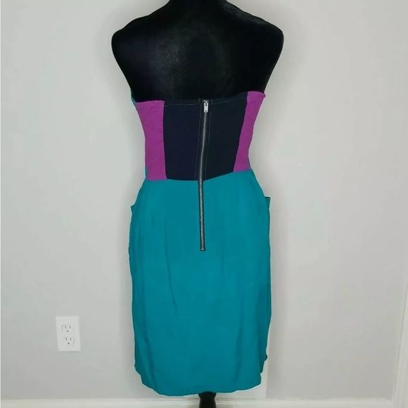 Xhiliration Junior's Strapless Teal, Black, and Purple Color Block Dress Size S - Picture 4 of 8